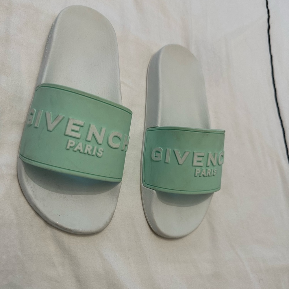 Givenchy Pool Slides Size 37 In Turquoise - image 3